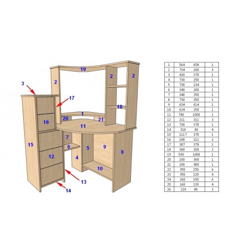 Комп'ютерний стіл FlashNika Мікс 13