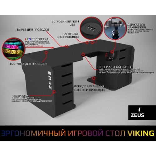 Геймерський ергономічний стіл Viking-2М Zeus