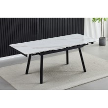 Стіл Madrid Ceramic 120(180)x85 білий глянець / чорний каркас Signal-k