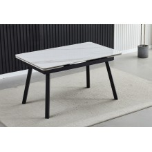 Стіл Madrid Ceramic 140(200)x85 білий глянець / чорний каркас Signal-k