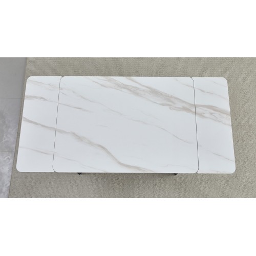 Стіл Madrid Ceramic 120(180)x85 білий глянець / чорний каркас Signal-k