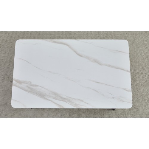 Стіл Madrid Ceramic 120(180)x85 білий глянець / чорний каркас Signal-k