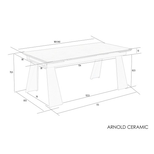 Стіл Arnold Ceramic 180(240)x90 Wic dark grey мат/чорний каркас Signal-k